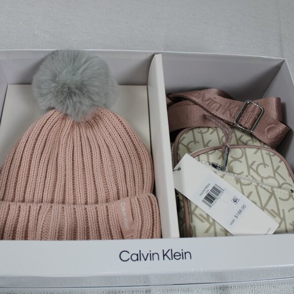 NWT Calvin Klein Women Crossbody Bag & Hat set Rose Color- (Original Price $188) - Picture 2 of 5